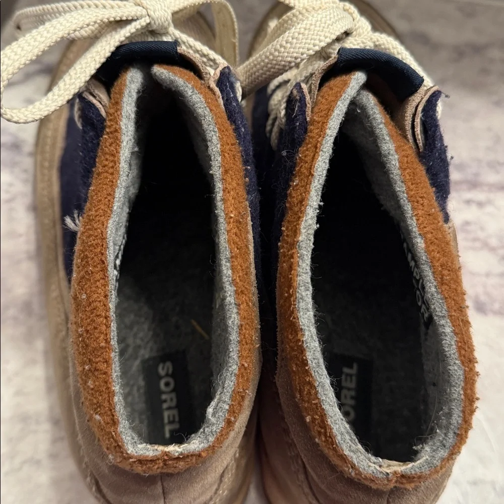 Sorel Mens Shoes NM1574-221 Size 9 Tan Navy Hi Top Sneakers